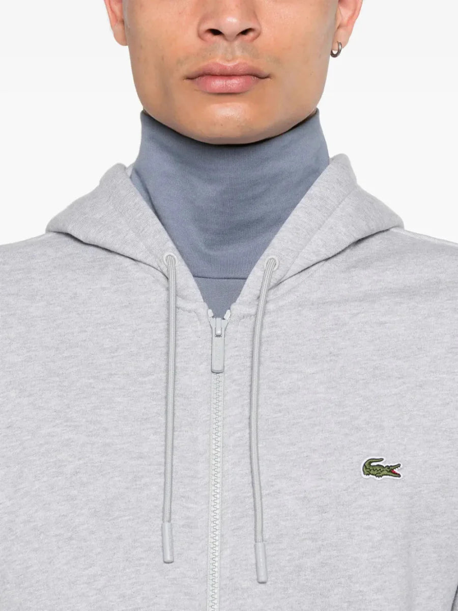 appliqué - logo zip - up hoodie - French Destock