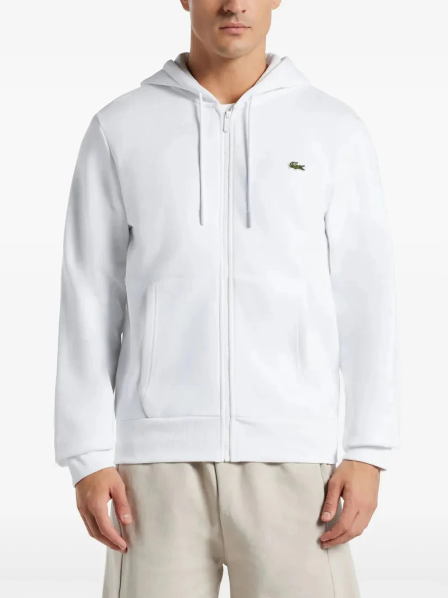 appliqué - logo zip - up hoodie - French Destock