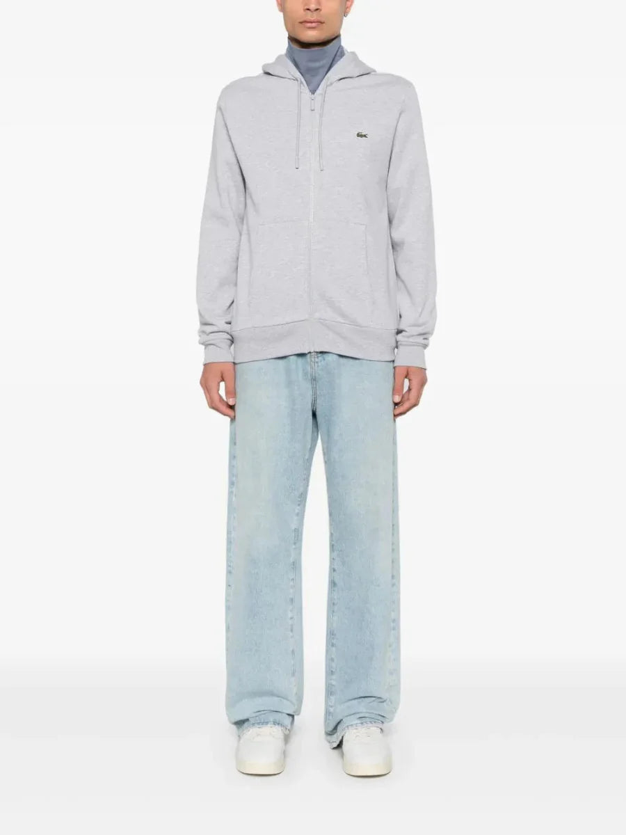 appliqué - logo zip - up hoodie - French Destock