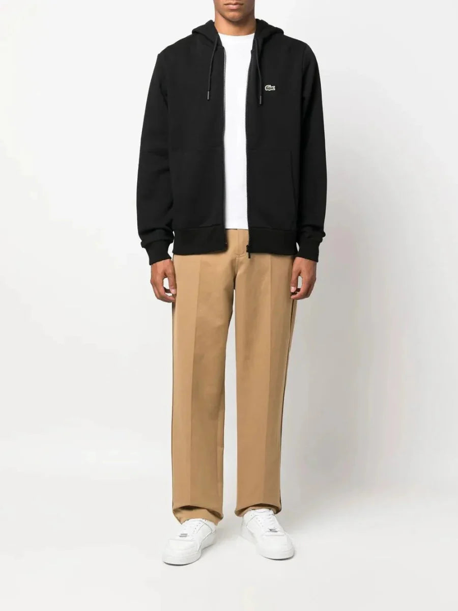 appliqué - logo zip - up hoodie - French Destock