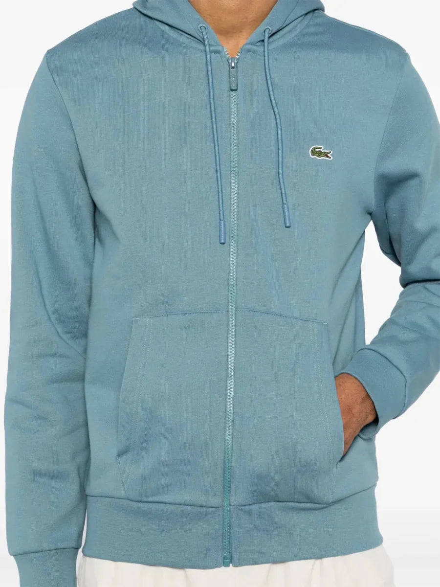 appliqué - logo zip - up hoodie - French Destock
