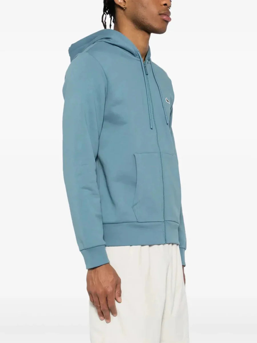 appliqué - logo zip - up hoodie - French Destock
