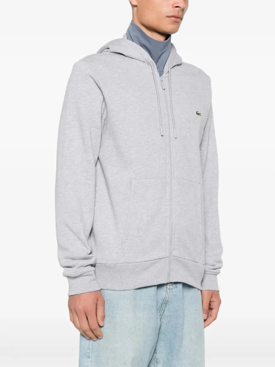 appliqué - logo zip - up hoodie - French Destock
