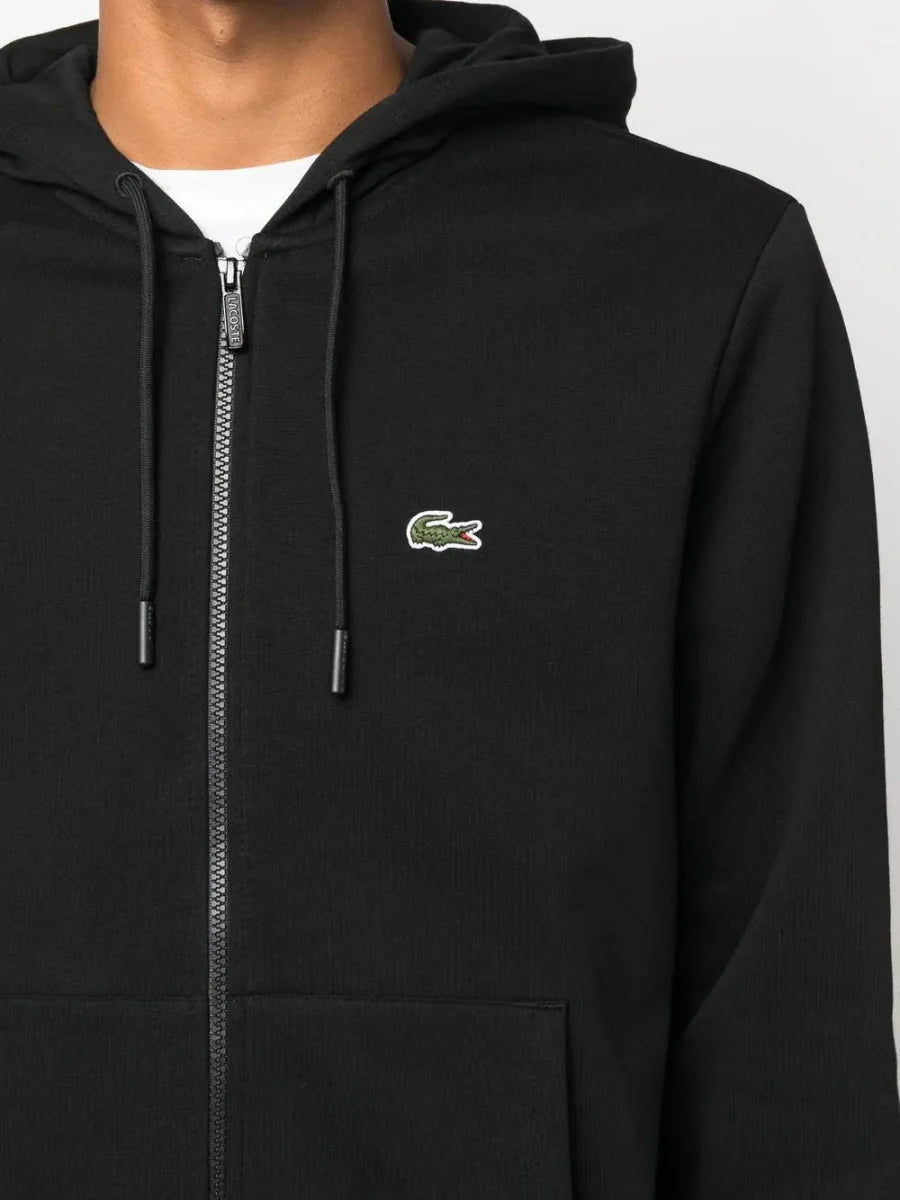 appliqué - logo zip - up hoodie - French Destock