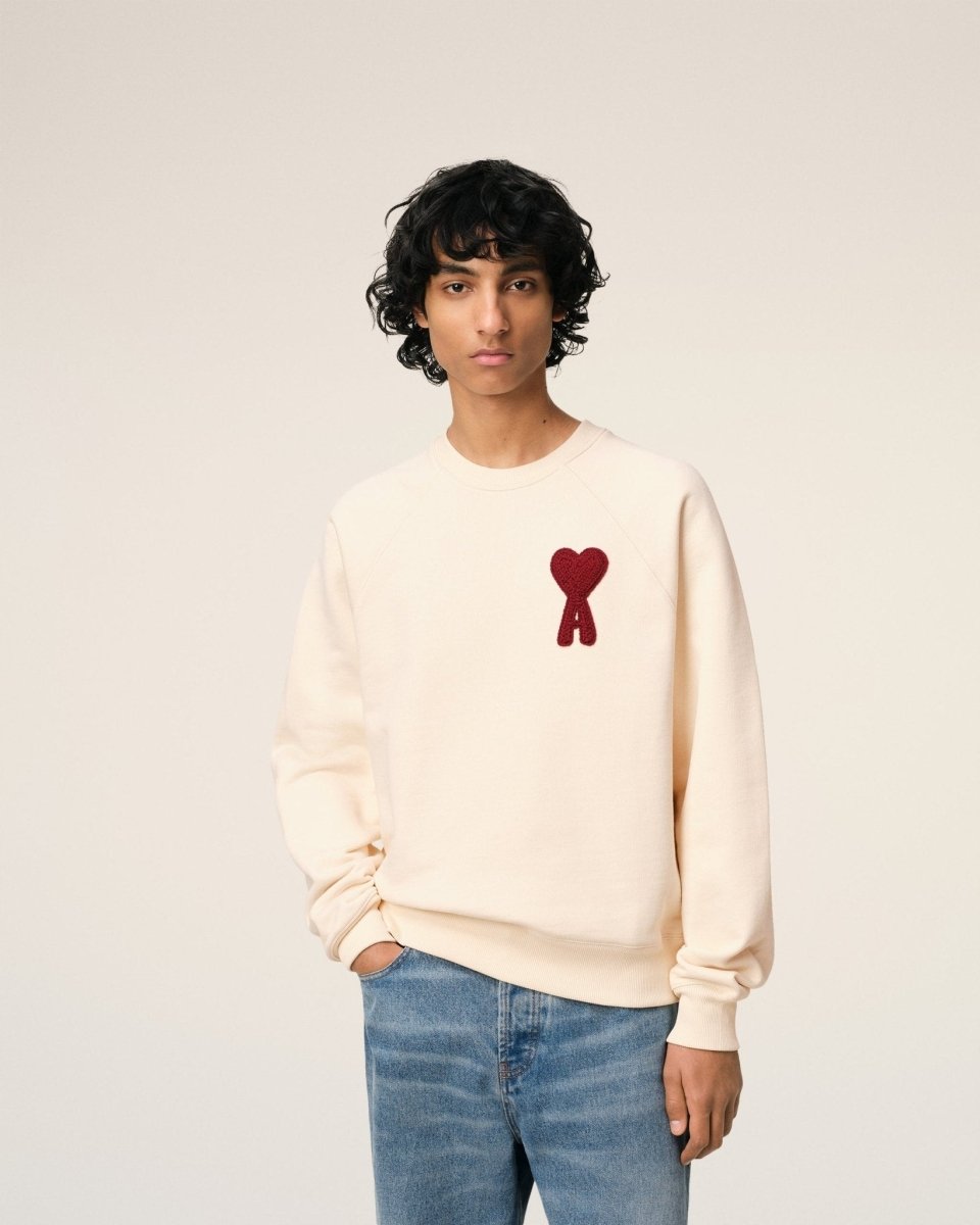 BEIGE COTTON AMI PATCH SWEATSHIRT - French Destock