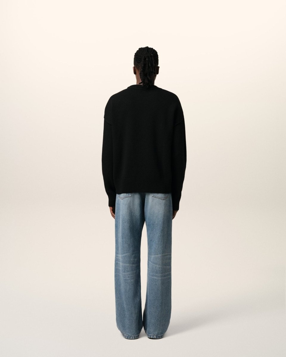 BLACK WOOL AMI SWEATER - French Destock