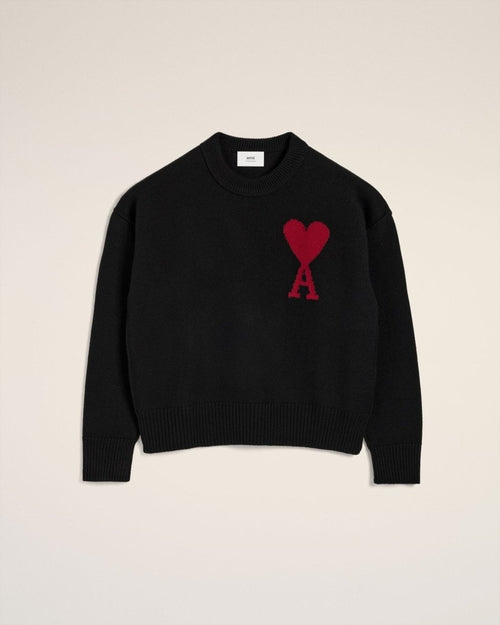 BLACK WOOL AMI SWEATER - French Destock