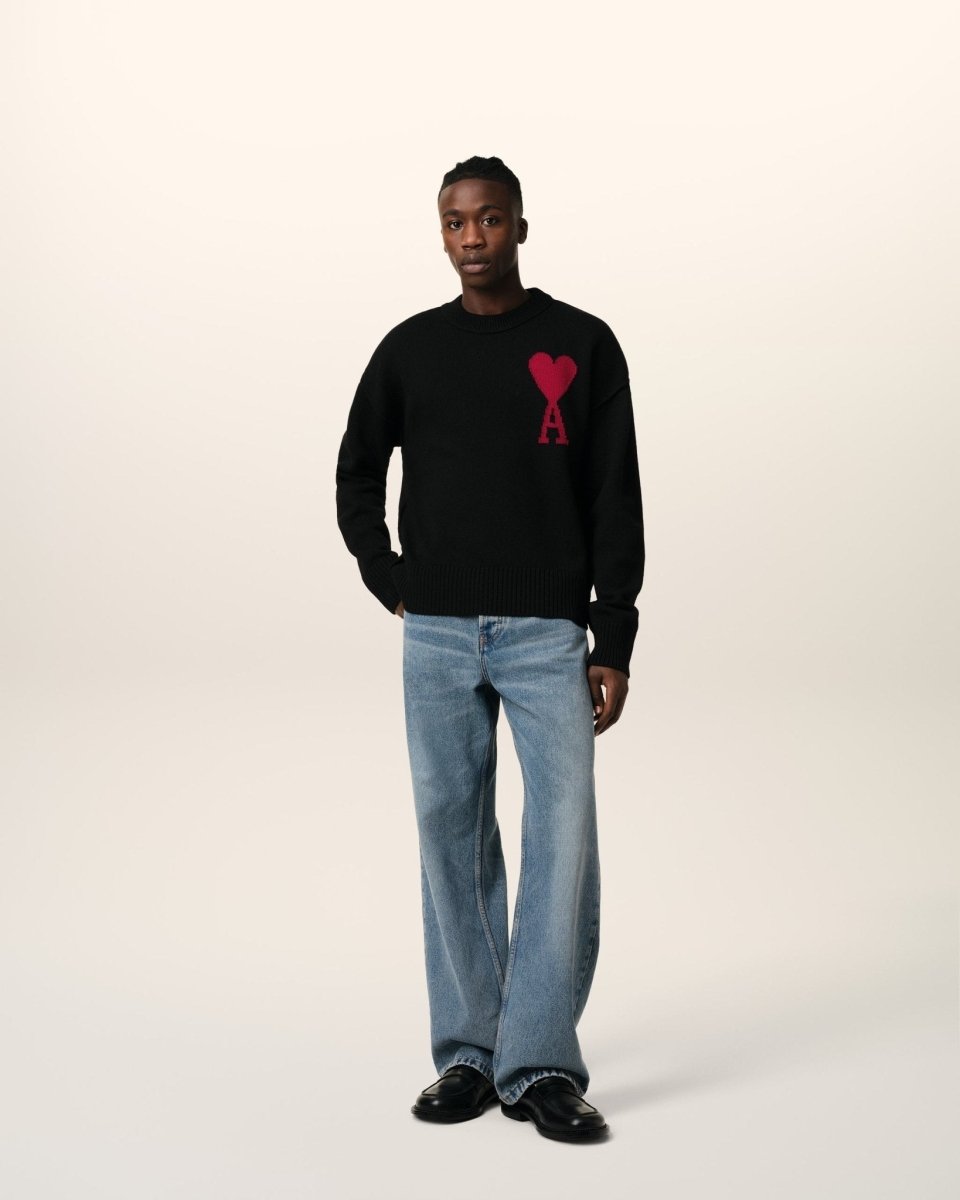BLACK WOOL AMI SWEATER - French Destock