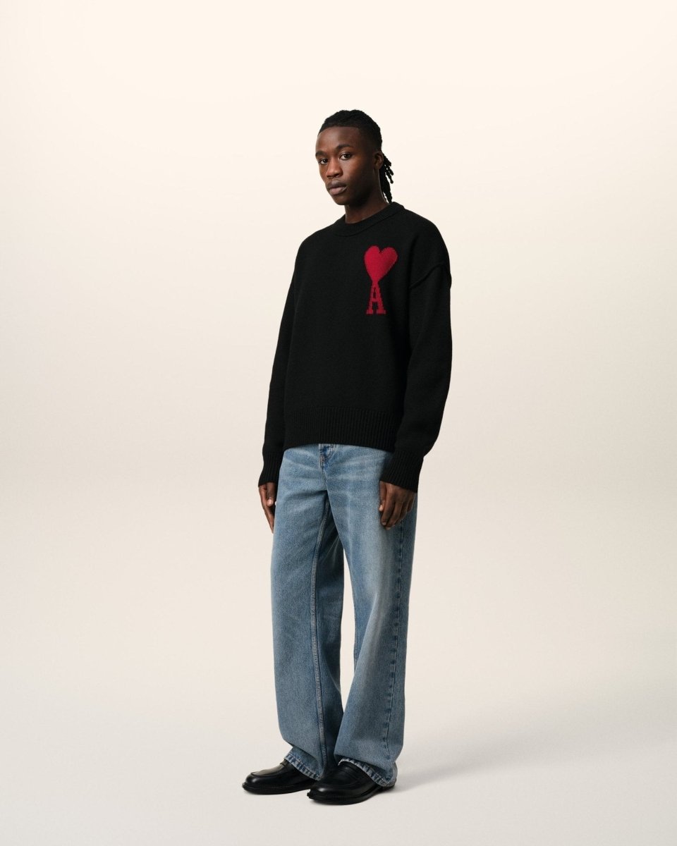 BLACK WOOL AMI SWEATER - French Destock