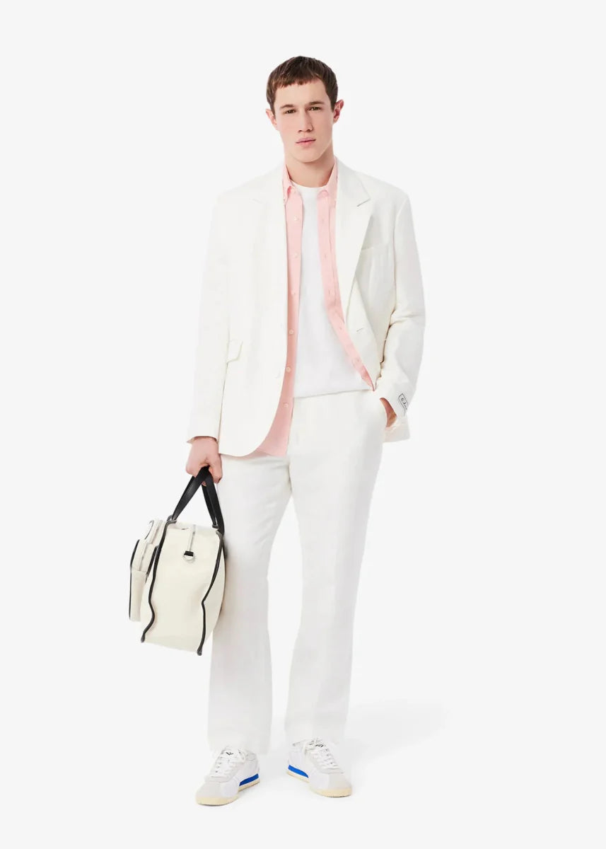 Chemise manches courtes Lacoste rose en lin - French Destock