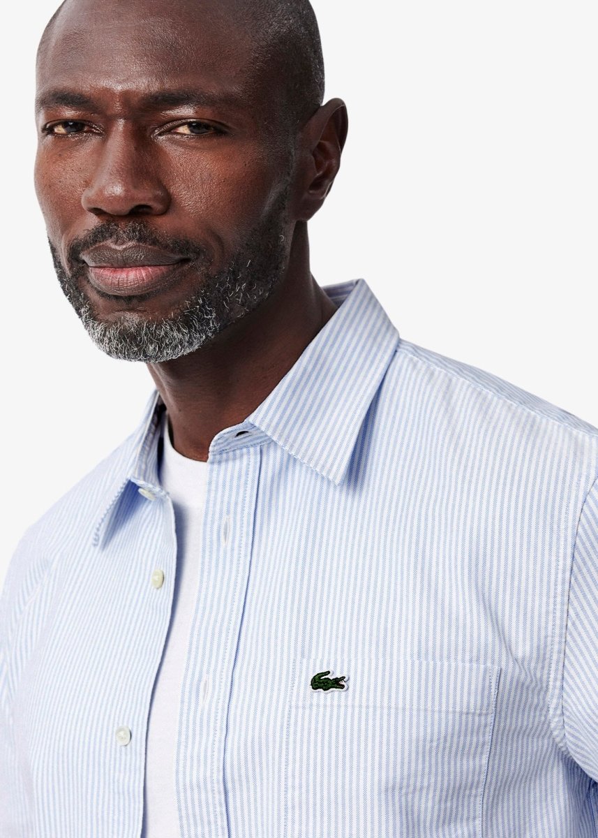 Chemise manches courtes rayée Lacoste bleue - French Destock