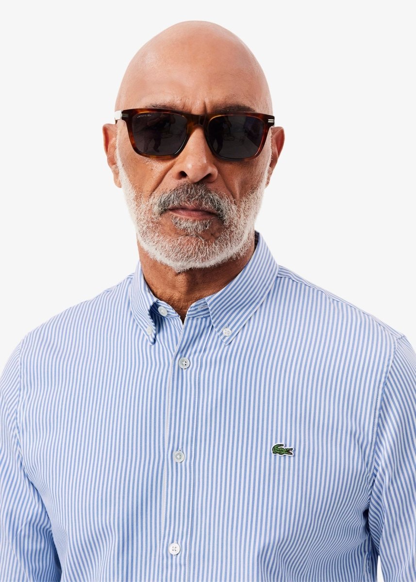 Chemise rayée Lacoste bleue - French Destock