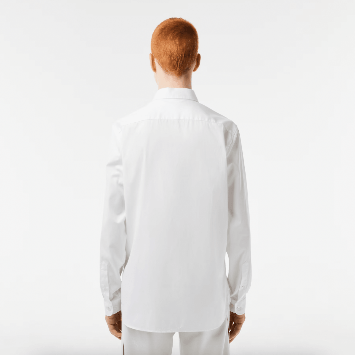 Chemise unie Lacoste ajustée blanche - French Destock