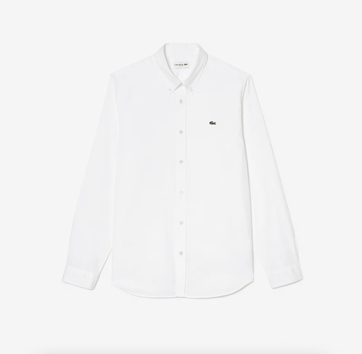 Chemise unie Lacoste ajustée blanche - French Destock