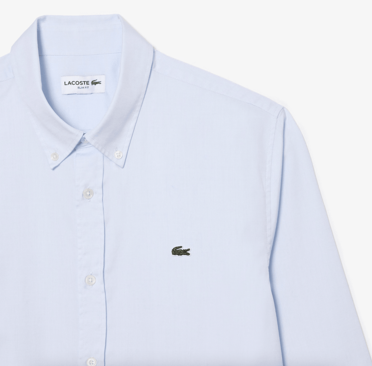 Chemise unie Lacoste ajustée bleu clair - French Destock