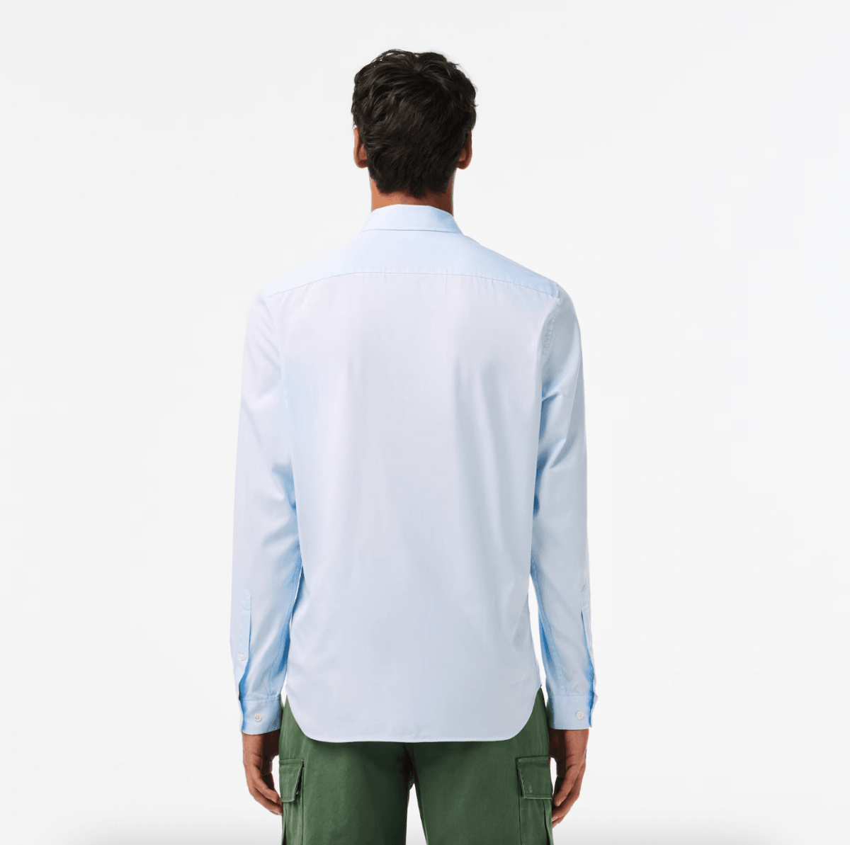 Chemise unie Lacoste ajustée bleu clair - French Destock