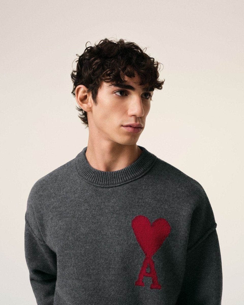 GREY WOOL AMI SWEATER - French Destock