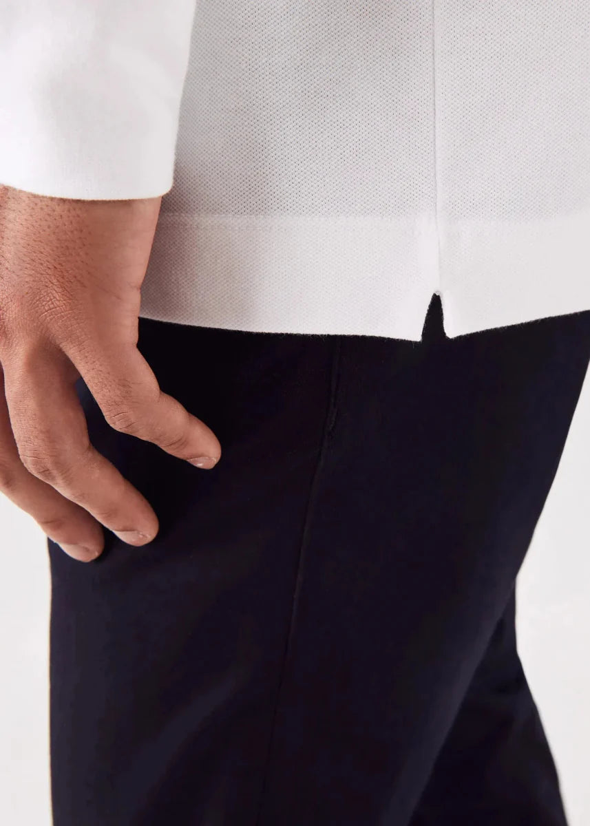 Polo Paris manches longues Lacoste blanc - French Destock