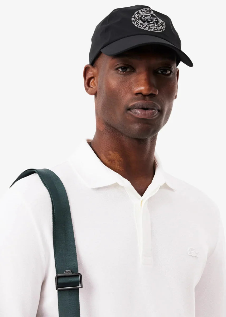 Polo Paris manches longues Lacoste blanc - French Destock
