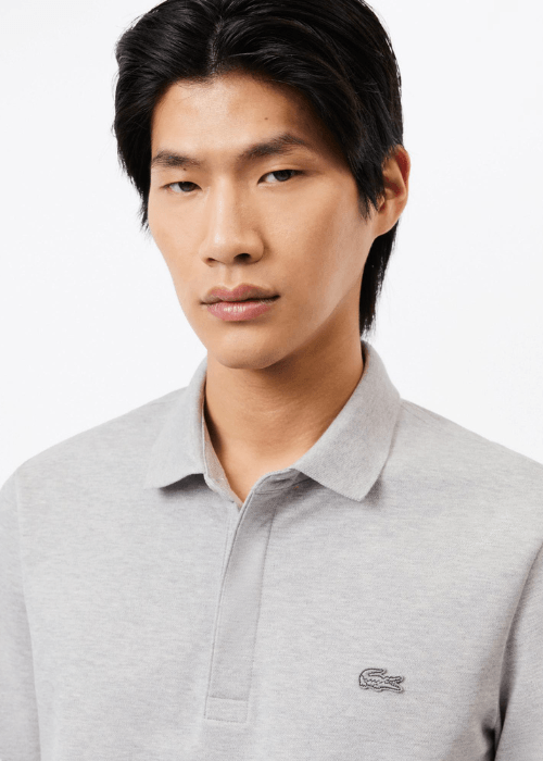 Polo Paris manches longues Lacoste gris - French Destock