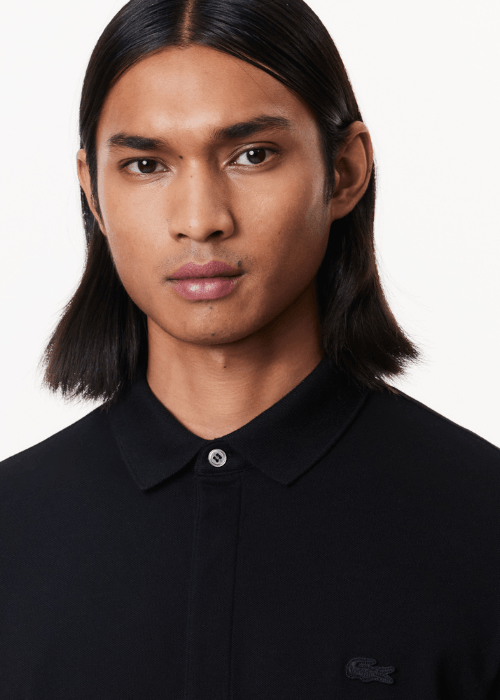 Polo Paris manches longues Lacoste noir - French Destock