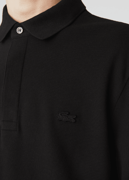 Polo Paris manches longues Lacoste noir - French Destock