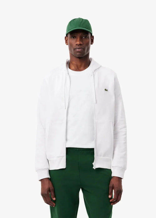 Sweat zippé à capuche Lacoste blanc - French Destock