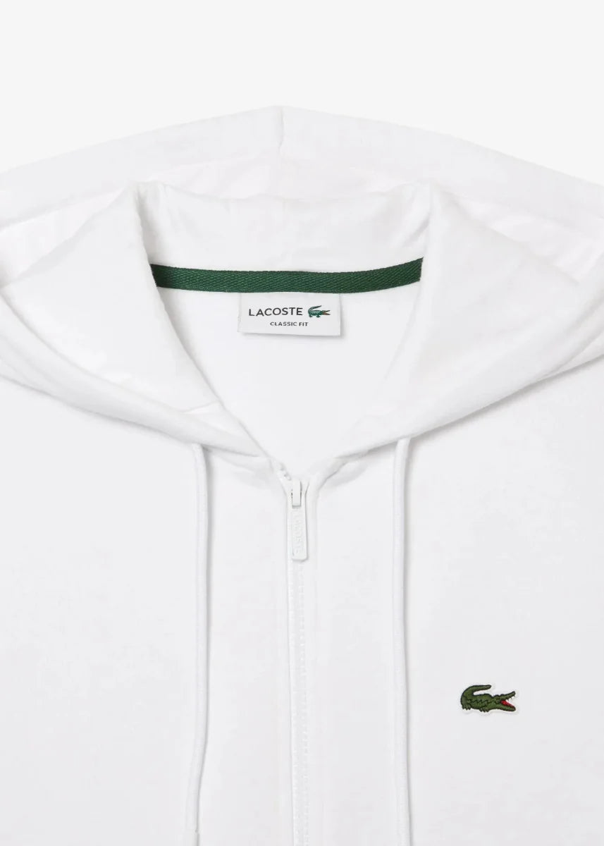 Sweat zippé à capuche Lacoste blanc - French Destock