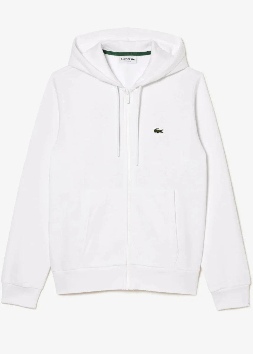 Sweat zippé à capuche Lacoste blanc - French Destock