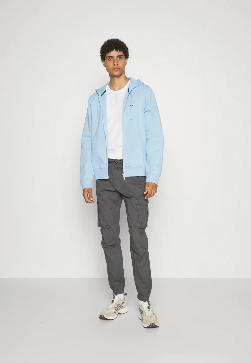 Sweat zippé à capuche Lacoste bleu clair - French Destock