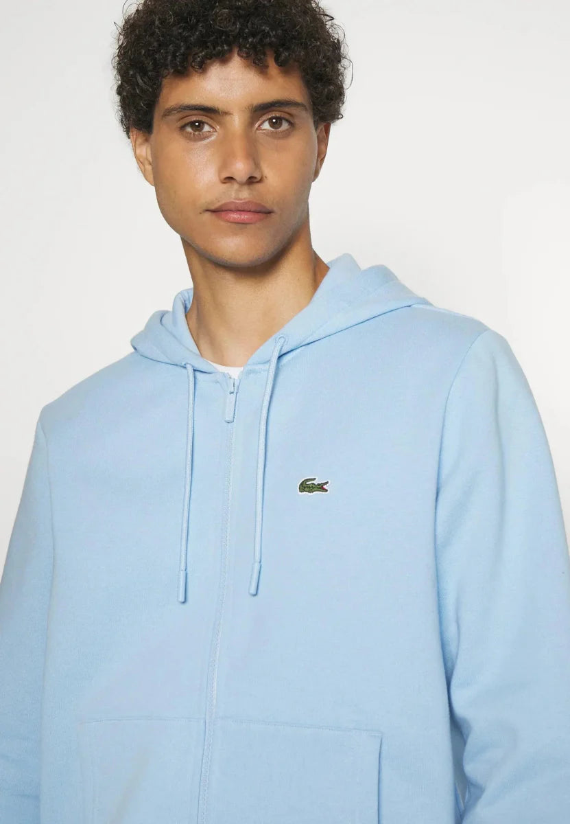 Sweat zippé à capuche Lacoste bleu clair - French Destock