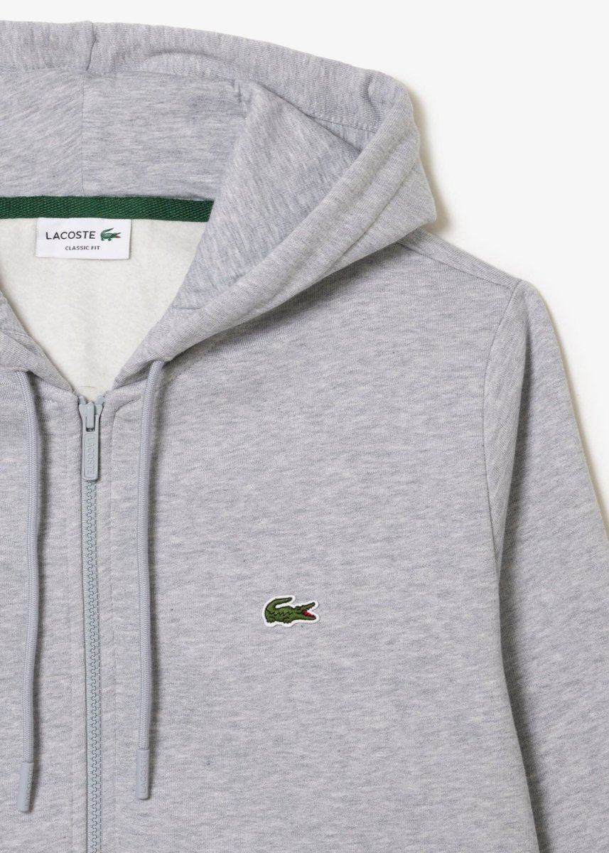 Sweat zippé à capuche Lacoste gris - French Destock
