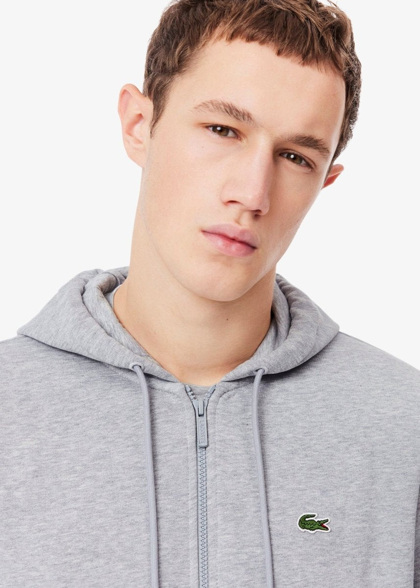 Sweat zippé à capuche Lacoste gris - French Destock