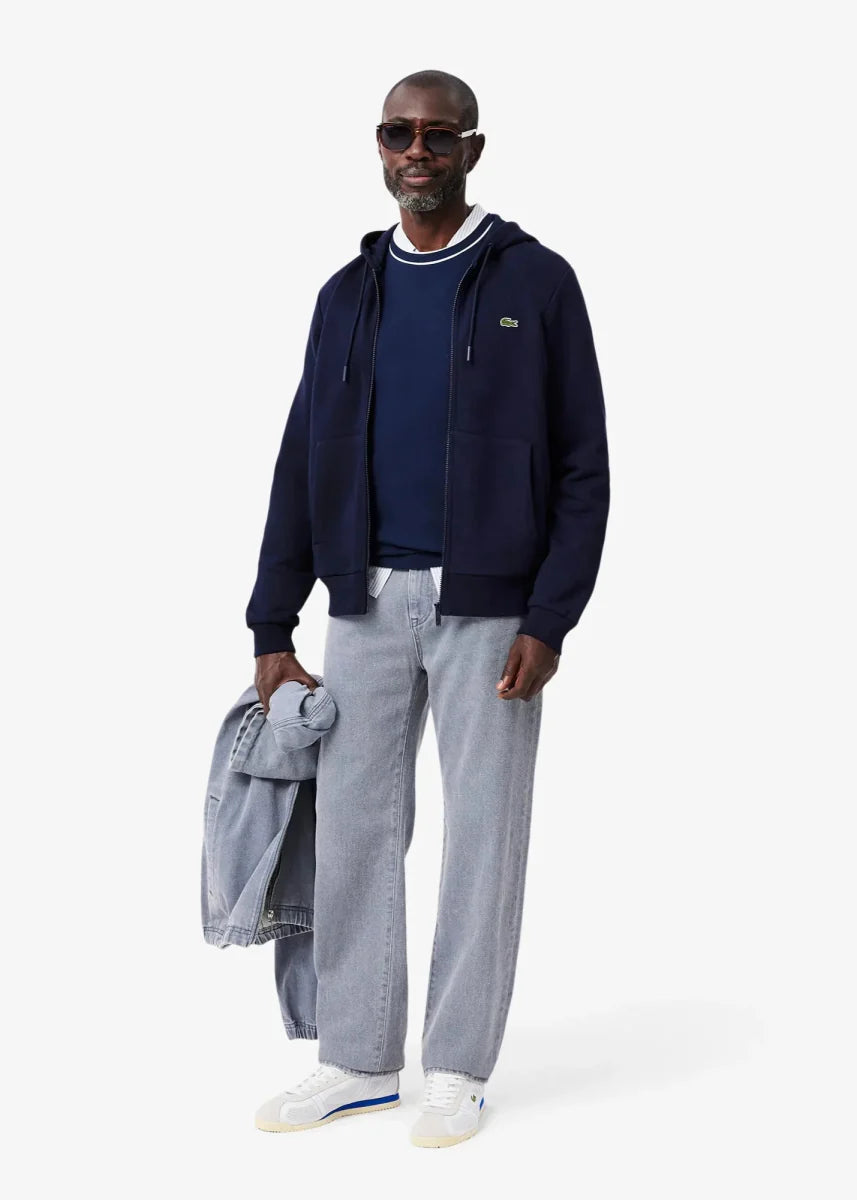 Sweat zippé à capuche Lacoste marine - French Destock