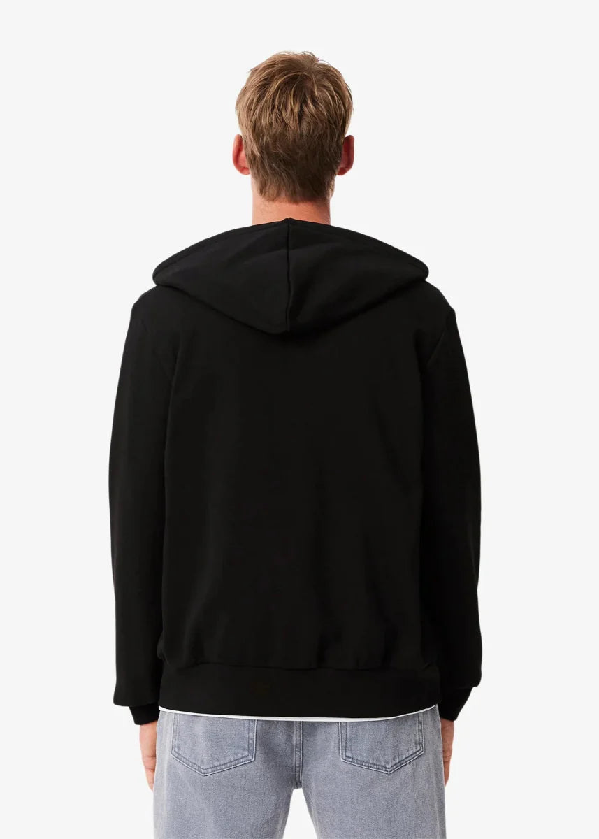 Sweat zippé à capuche Lacoste noir - French Destock