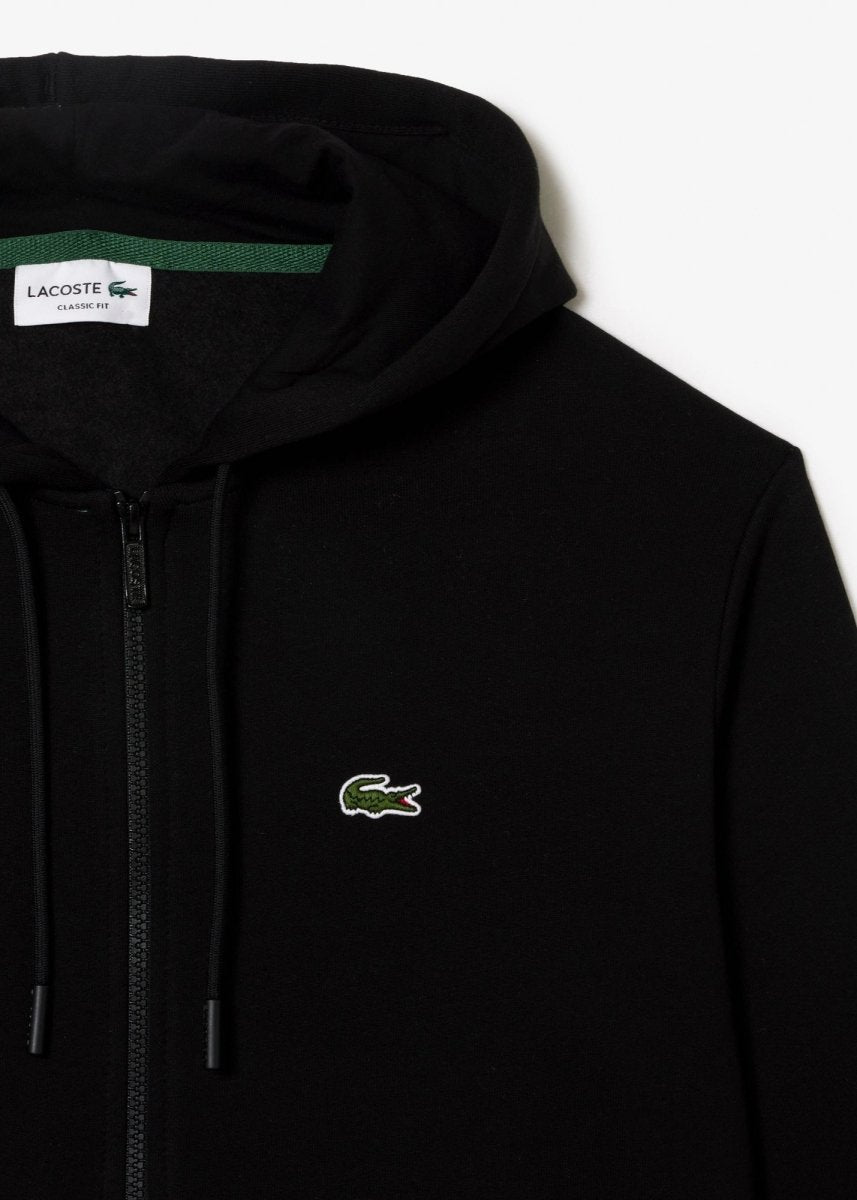 Sweat zippé à capuche Lacoste noir - French Destock