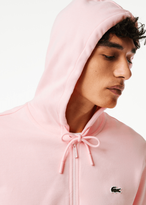 Sweat zippé à capuche Lacoste rose - French Destock
