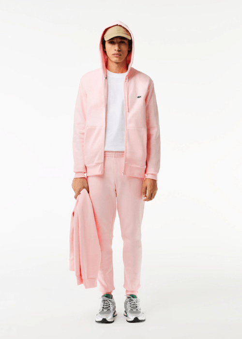 Sweat zippé à capuche Lacoste rose - French Destock