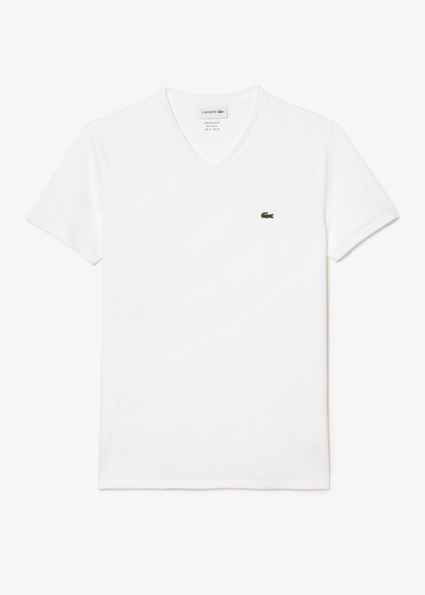 T-shirt col V Lacoste blanc - French Destock