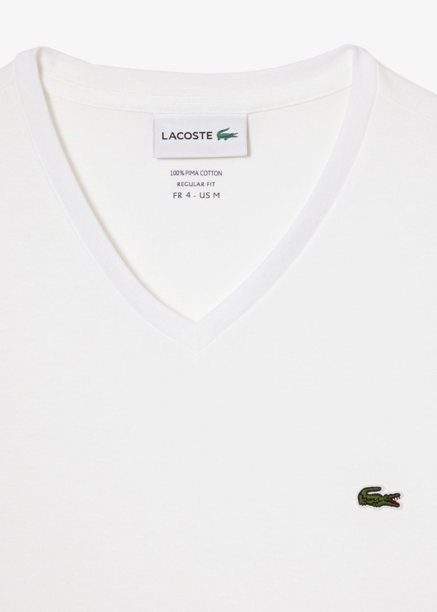 T-shirt col V Lacoste blanc - French Destock
