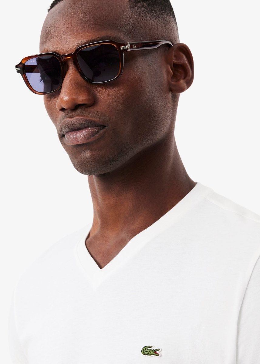 T-shirt col V Lacoste blanc - French Destock