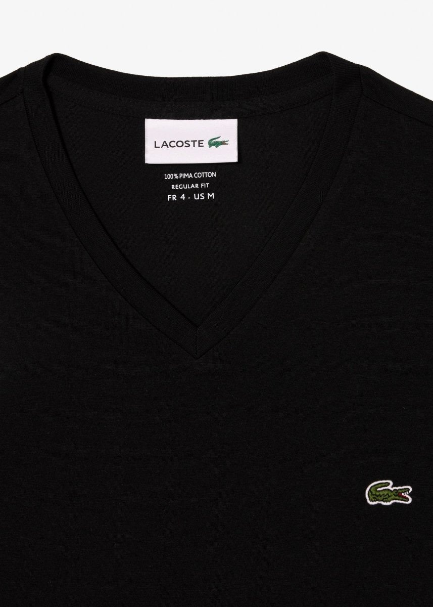 T-shirt col V Lacoste noir - French Destock