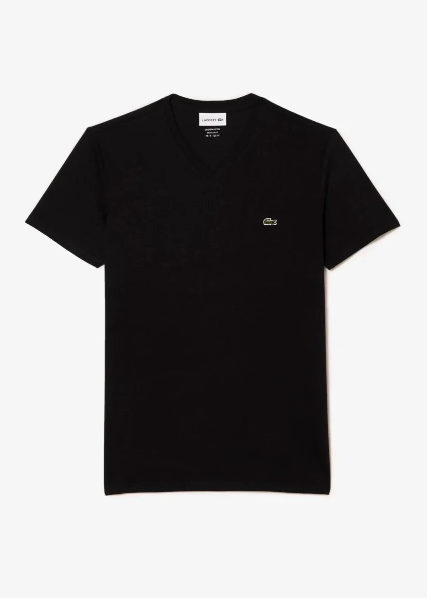 T-shirt col V Lacoste noir - French Destock