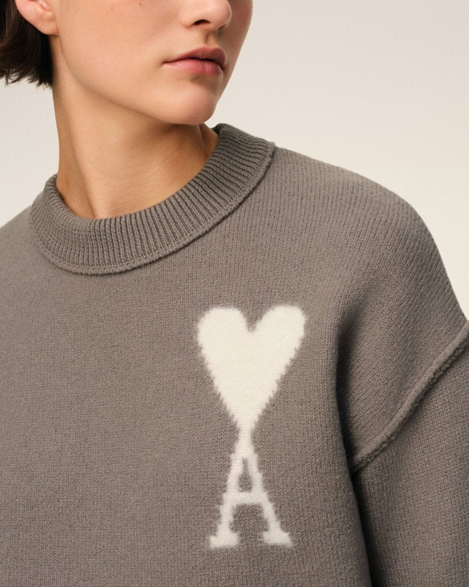 TAUPE WOOL AMI SWEATER - French Destock