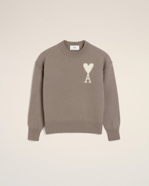 TAUPE WOOL AMI SWEATER - French Destock