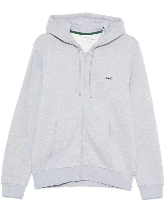 appliqué - logo zip - up hoodie - French Destock