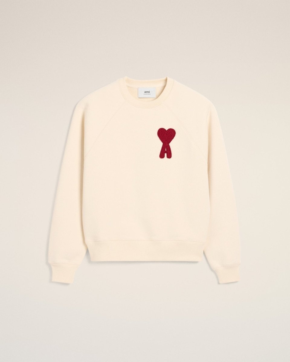 BEIGE COTTON AMI PATCH SWEATSHIRT - French Destock