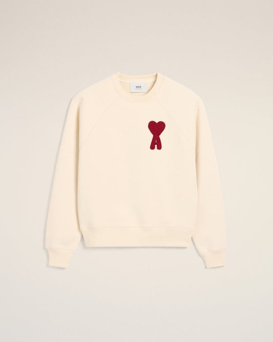 BEIGE COTTON AMI PATCH SWEATSHIRT - French Destock