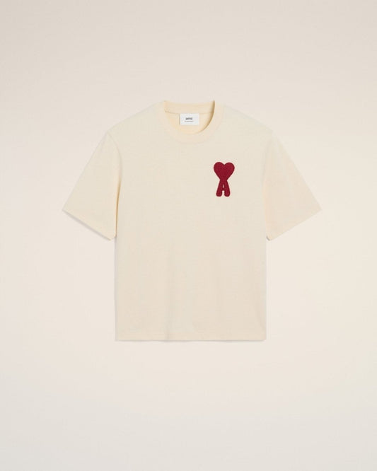 BEIGE COTTON AMI PATCH T - SHIRT - French Destock