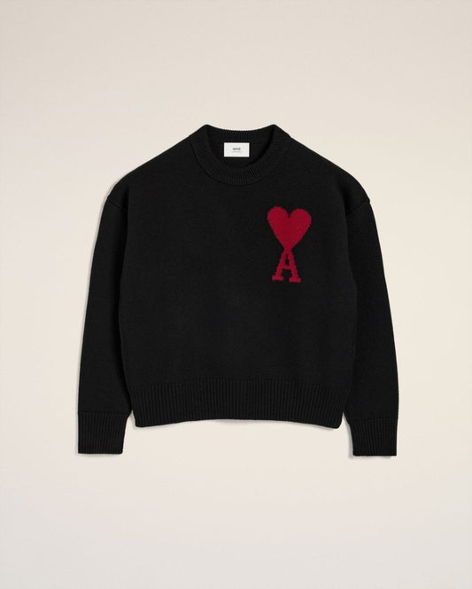 BLACK WOOL AMI SWEATER - French Destock
